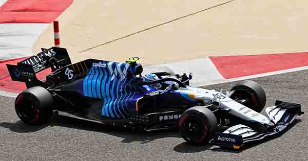 Williams Mercedes FW43B takes to the track at the Bahrain International Circuit